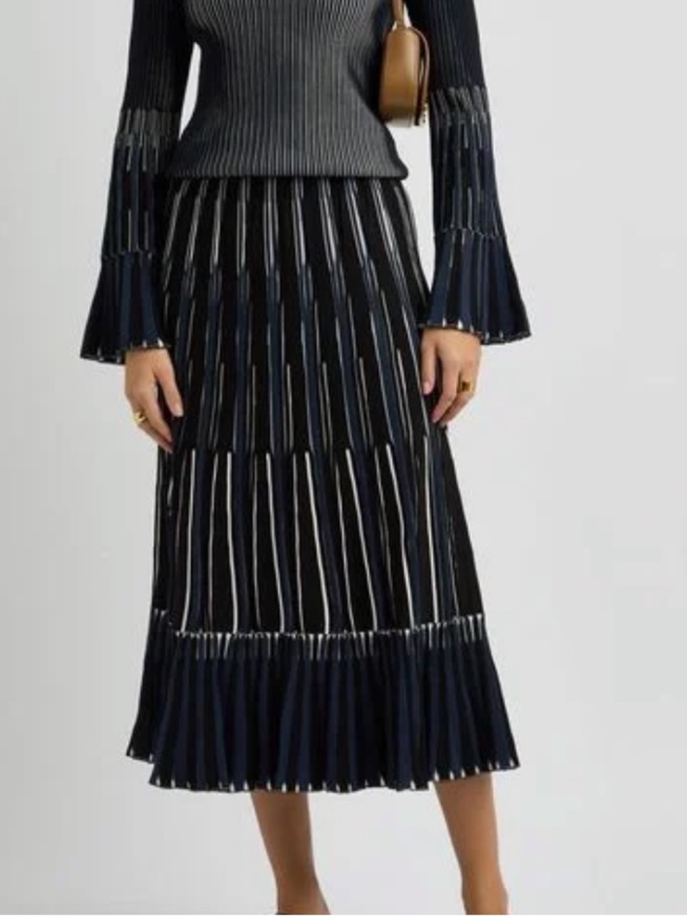 Jonathan Simkhai Emerie Striped Intarsia PleatedSkirt